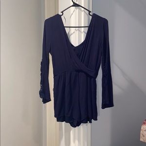 Navy Lace Romper